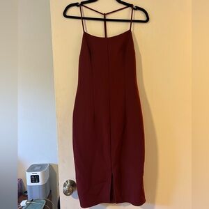 Express Strapless Burgundy Dress